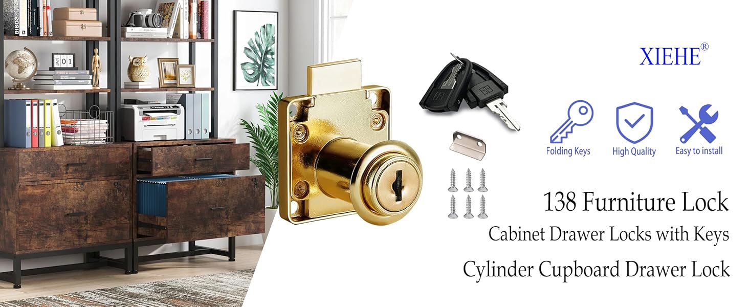 XIEHE S138 Zinc Alloy Desk Drawer Lock Wooden File Door Lock