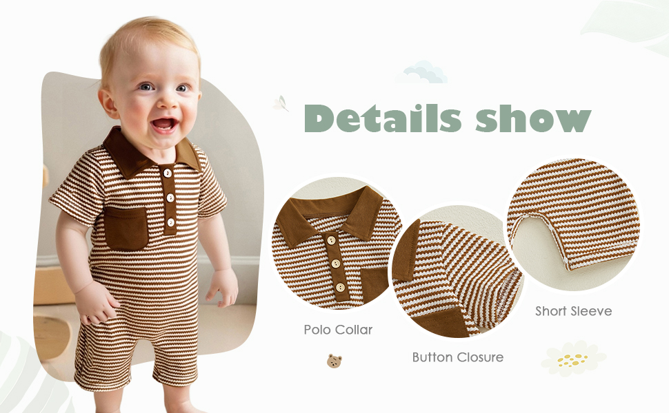 Infant Baby Boys Summer Wallfe Romper Striped Jumpsuit
