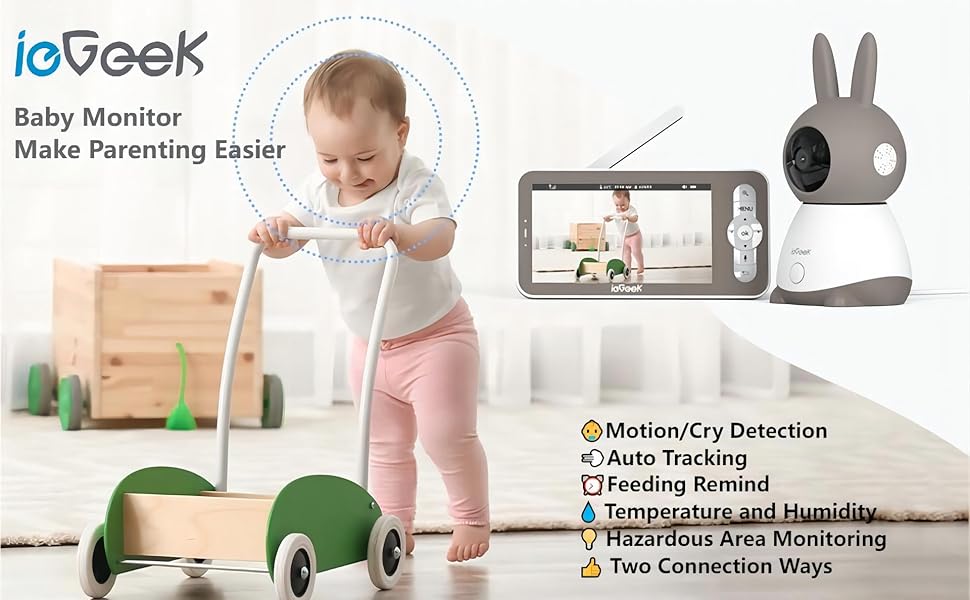 ieGeek 2K Baby Monitor with 5 inch HD LCD, WiFi Video Monitor with