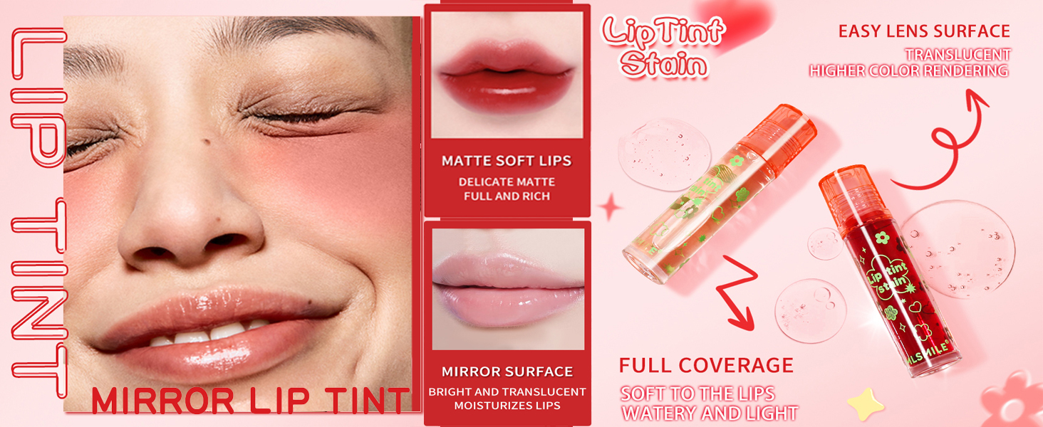  Long Lasting Gloss Lip Tint Stain Colors Fruit Juice Lip Tint Stain waterproof Glaze Cheek Tint