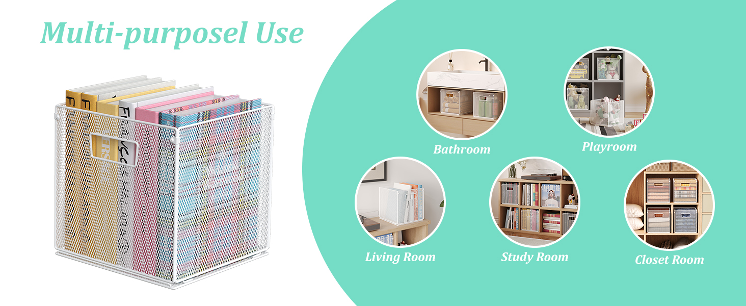 JKsmart Storage Cubes, Basket for Shelves with Handles