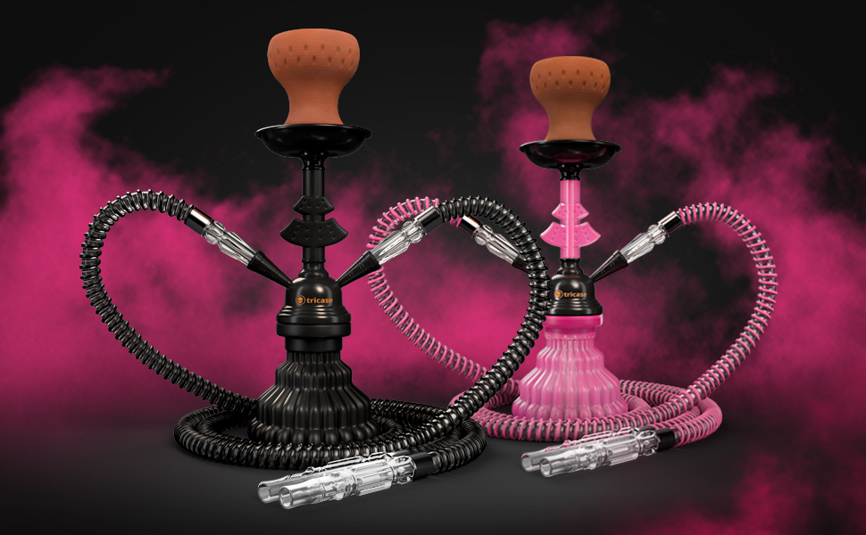 Pink Hookah Set 2 Hose Hookah LilOne 12” Pink Mini Hookah