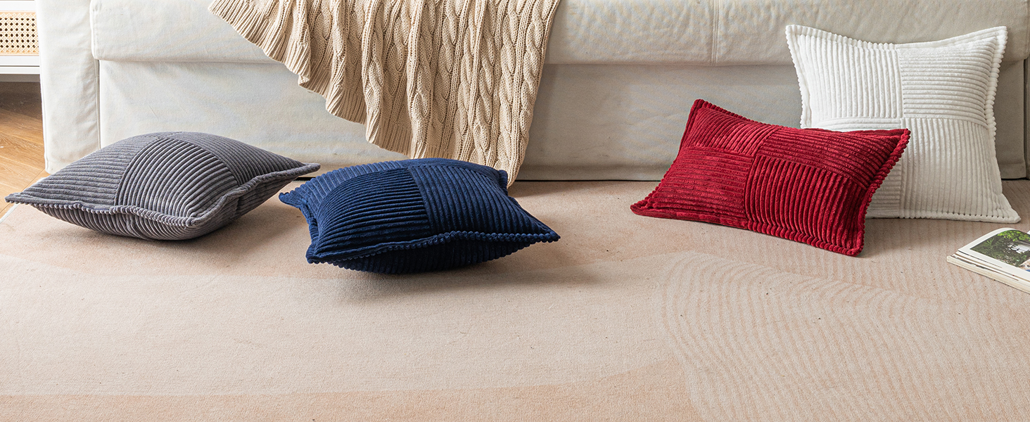 MIULEE Corduroy Pillow Covers with Splicing Set of 2 Super