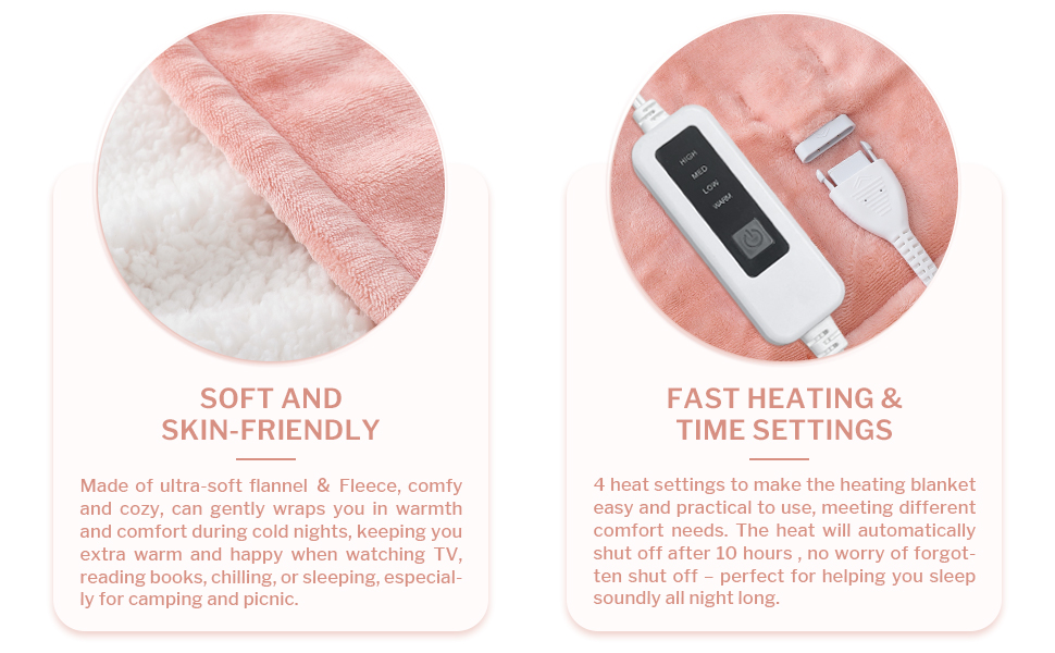 CORIWELL Heated Blanket Twin Size 62"x 84" Electric