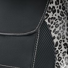 FB10527 flying banner leopard print car seat covers front pair carbon fiber