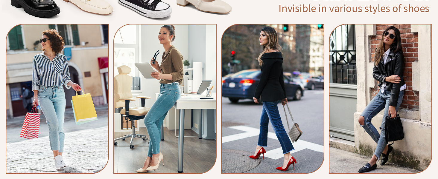 Becellen 4 Pairs Women Invisible Socks, No Show Socks with Non-Slip Straps Half Toe Topper Ultra Low Cut Footies Liner Ladies Invisible Footies for Loafer High Heels 18 5