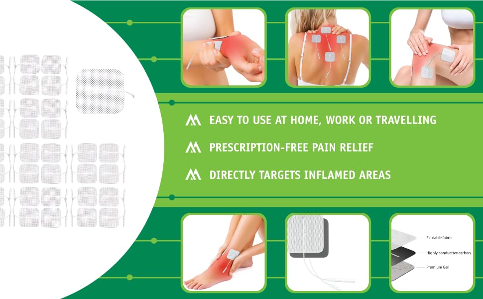 MedFit ® TENS Pads 40 Pads in 10 Packs of Extra LongLasting, Self