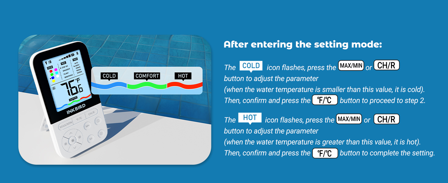 INKBIRD IBS-P05R Solar Wireless Pool Thermometer Ambient Light Digital Swimming Pool Thermometer