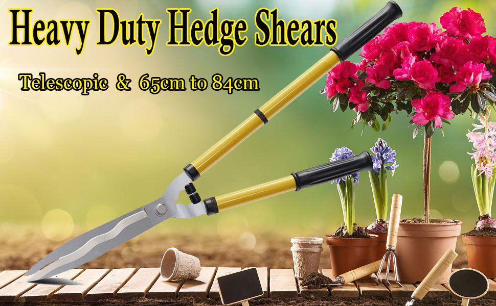 GARTOL Telescopic Hedge Shears,Long Handle Garden Shears With Very Sharp Sk5 Wavy Carbon Steel Blades,Anti-Slip Grip And Premium Rust-Resistant Steel, Gardening Tool For Hedges, Shrubs And Bushes