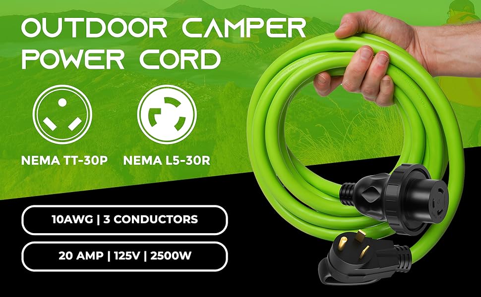 GearIT 20Amp RV Power Extension Cord (100 Feet) 3Prong