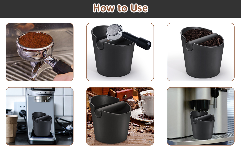 Coikes 4.8 Inch Coffee Knock Box and Silicone Tamper Mat, Espresso