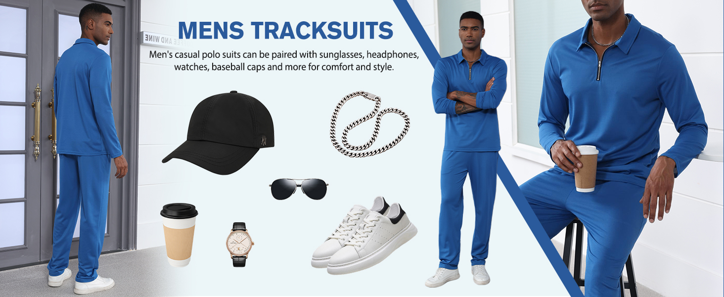 Men's Tracksuit 2 Piece Quarter Zip Sweatsuit Sets