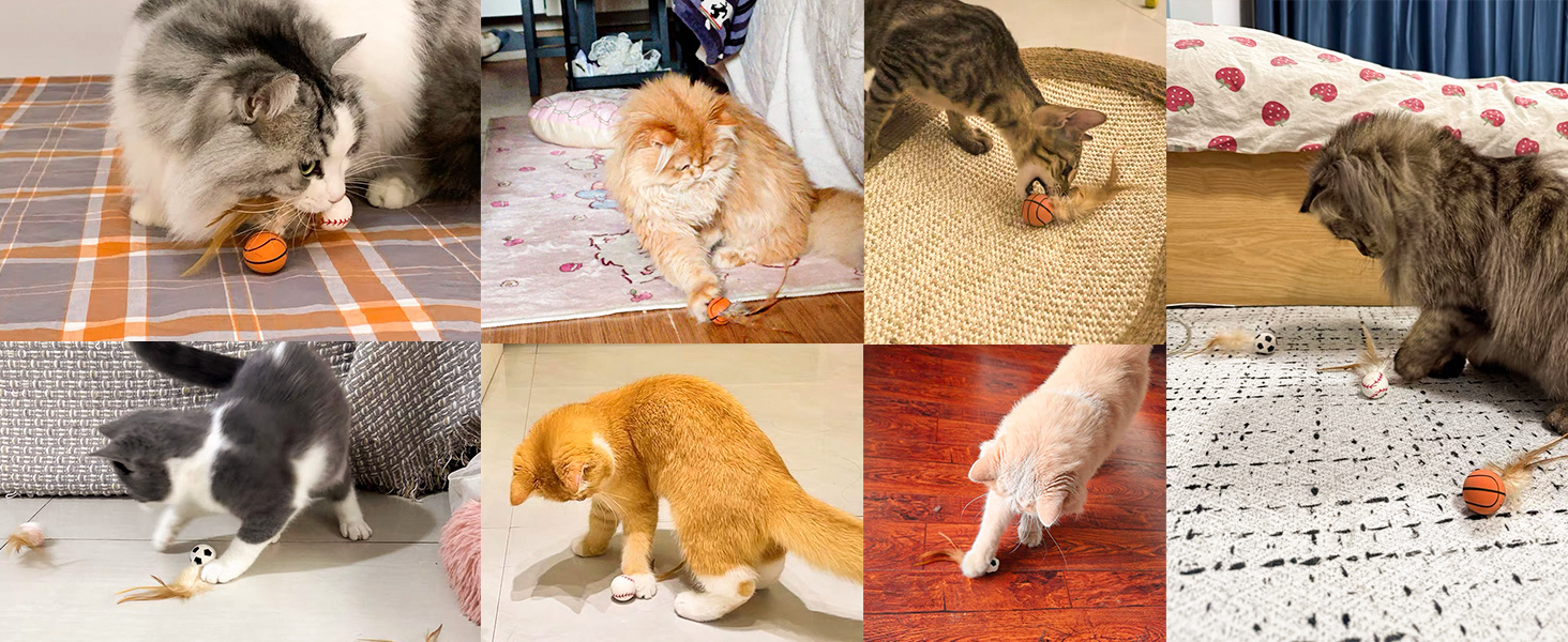 feather balls cat toy
