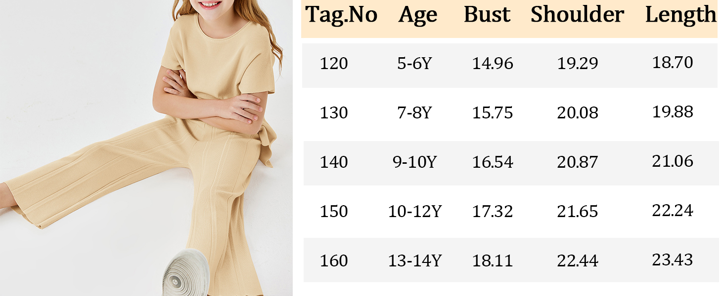 2 Piece Outfits for Girls Sweater Sets Knit Vest Tops Elastic Waisted Pants 5-14 Years