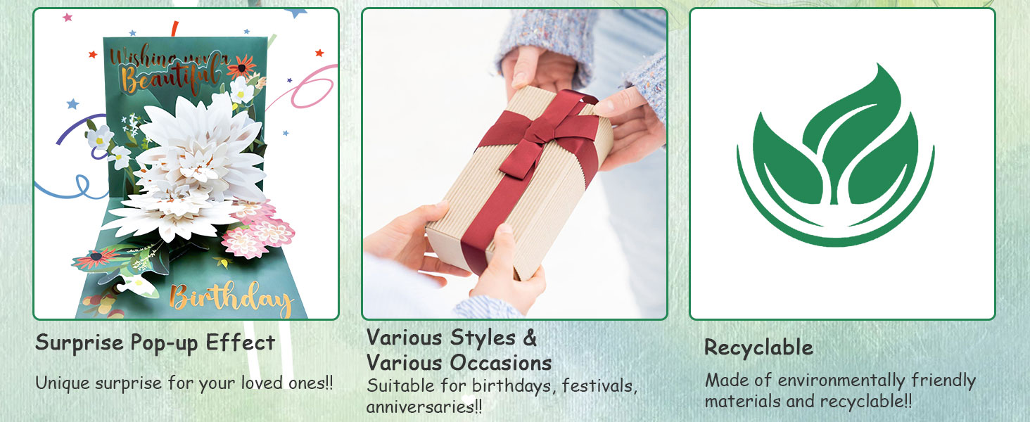YianHien Happy Birthday Cards for Women, Lotus Pop Up Birthday Cards