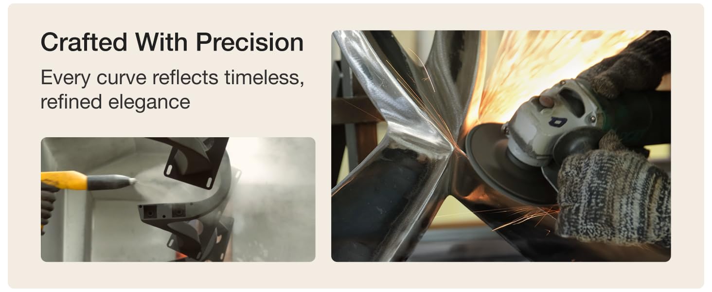 Handcrafted metal table legs with precision & timeless curves