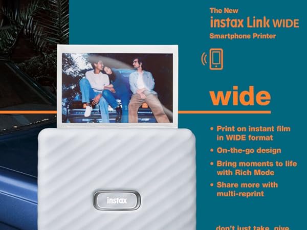 Fujifilm INSTAX Link Wide Smartphone Printer Mocha Gray with