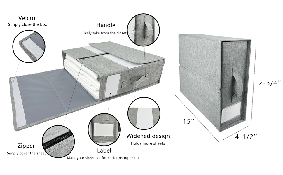 KOFRIT Foldable Bed Sheet Set Organizer, 2Pack Foldable Bedding Organizers for