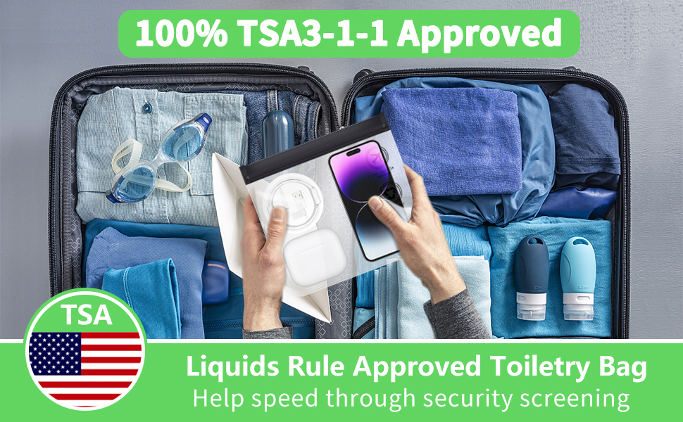 OZQ 4PCS TSA Approved Toiletry Bags 311 Compliant Quart