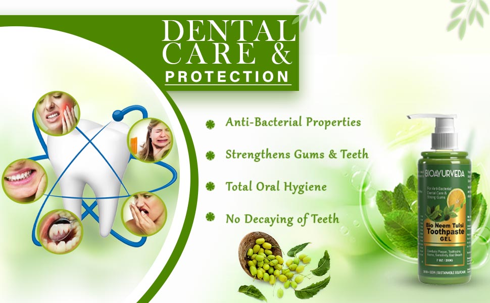 Buy BIOAYURVEDA Bio Neem Tulsi Toothpaste Gel for AntiBacterial Dental Care and Strong Gums