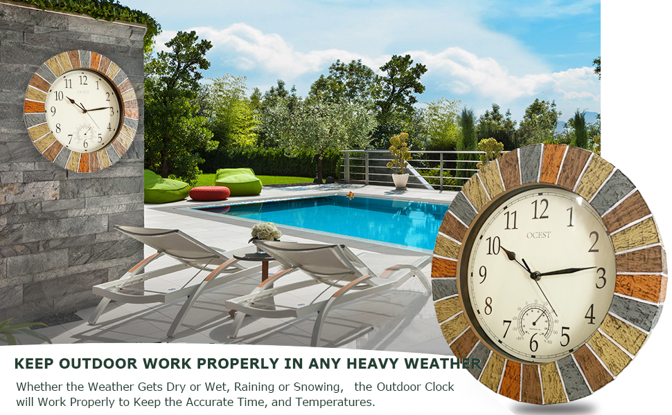 13 Inch Large Clock Outdoor Indoor, Waterproof Wall Clock with