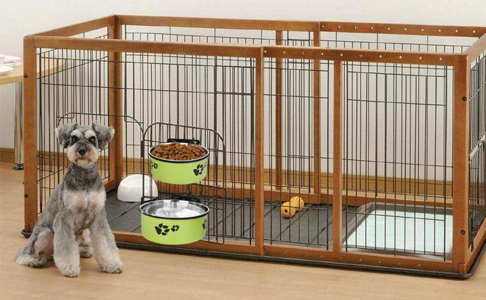 Dog Crate Water Bowl, ShineMe 54oz & 34oz Stainless Steel