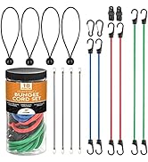 Long & Short Adjustable Elastic Bungee Cords Heavy Duty Outdoor Kit - Bulk Set 18 Bungee Cords As...