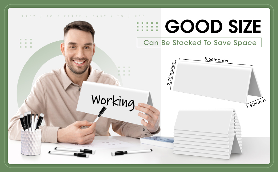 Fainne 20 Sets Reusable Name Tent Cards with Black Markers