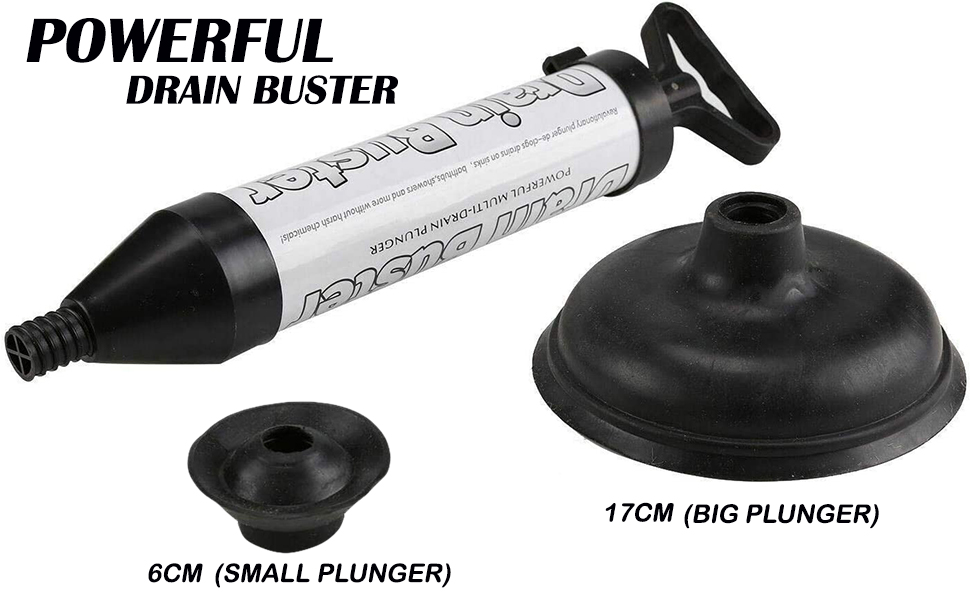 True Face Drain Unblocker Buster Plunger with 2 Cups Drainage Toilet