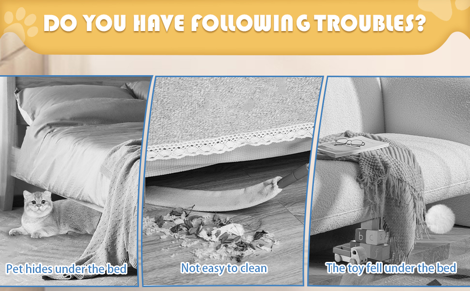 Under Bed Blocker for Pets, 83”L x 7”H Keep Toys from