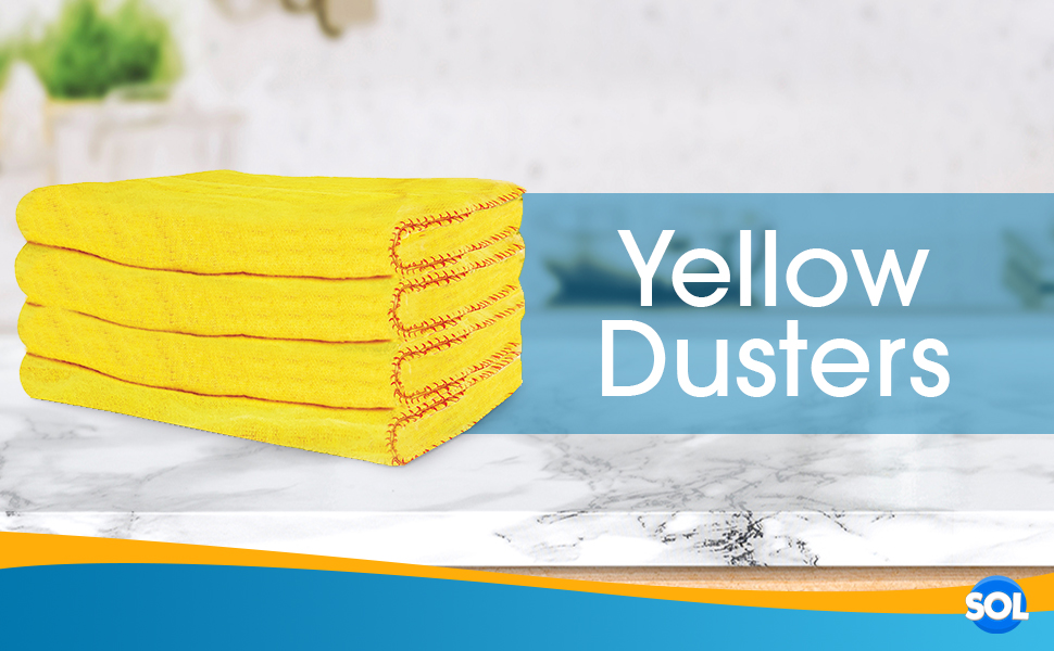 12pk Yellow Dusters 100 Cotton Cleaning Cloths 50 x 40cm Lint Free Cloths for Oiling Wood