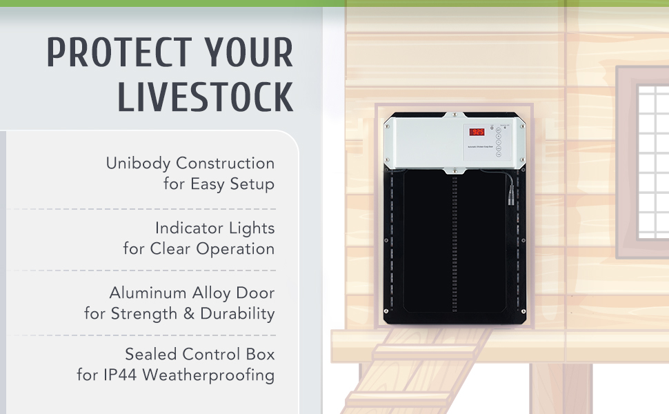 COZ Automatic Chicken Coop Door, Auto Livestock Sliding