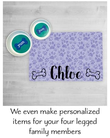 custom pet placemat under dog food bowls