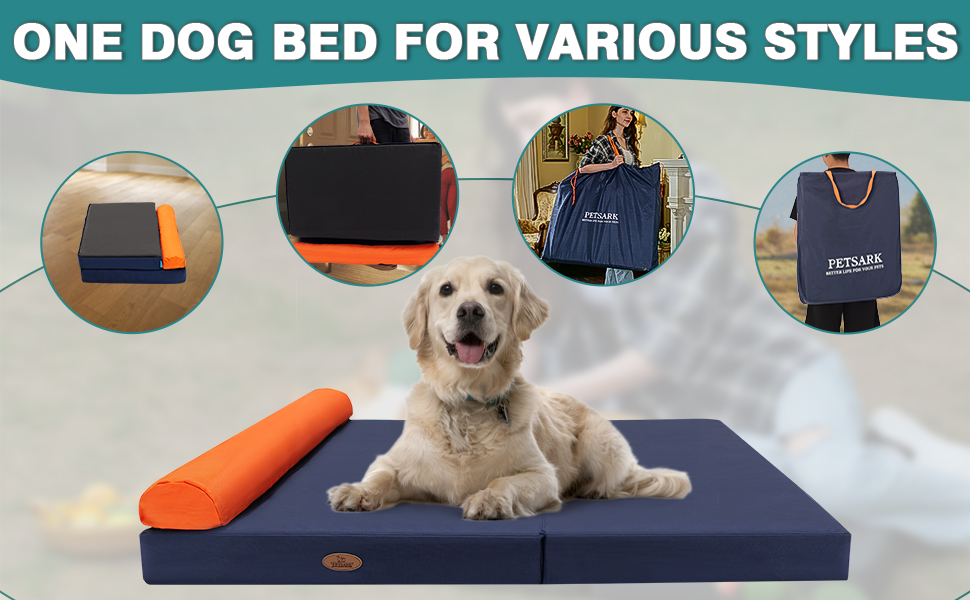 PETSARK Foldable and Portable Outdoor Dog Bed for Large
