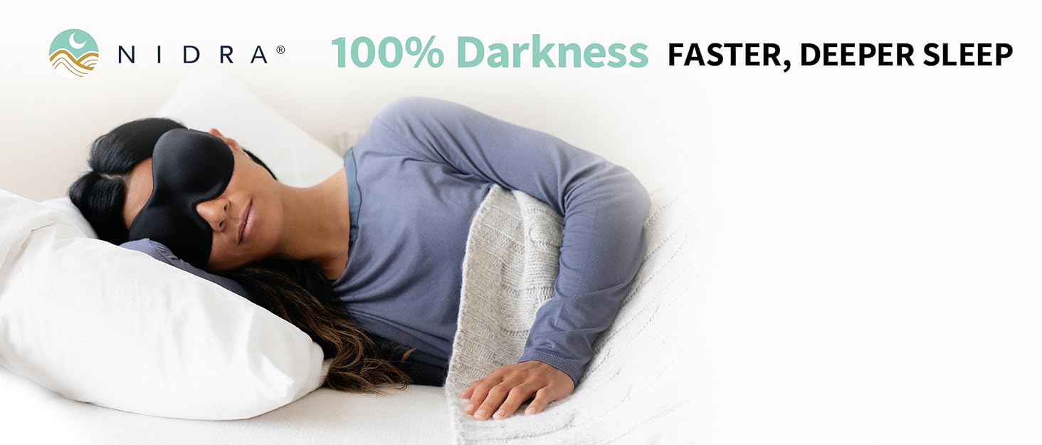Nidra Sleep Mask. Light blocking, eye contouring, sleep, meditation, relaxation mask.