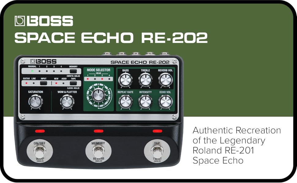 BOSS RE-202 SPACE ECHO – Pedale con Effetti Tape Echo, Delay