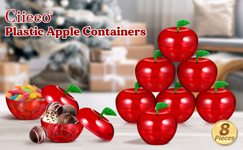 Ciieeo 8pcs Apple Shaped Favor Box Plastic Bobbing Apples Box Filled Bobbing Apple