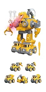 Amazon | FlyCreat 変形ロボット 5 in 1 建設車両 ロボッ車