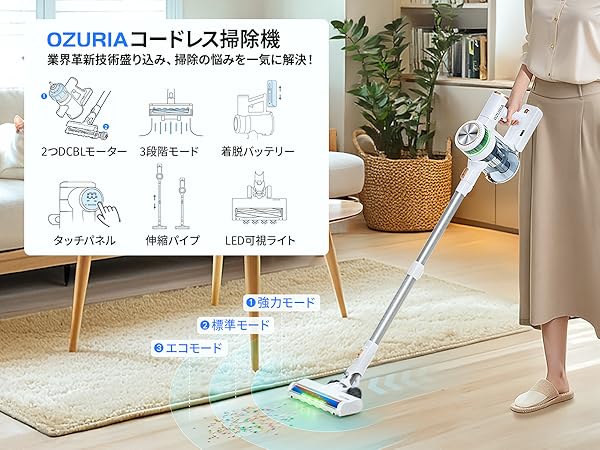 Amazon | 掃除機 コードレス 50000Pa【業界初 ムードライト登場