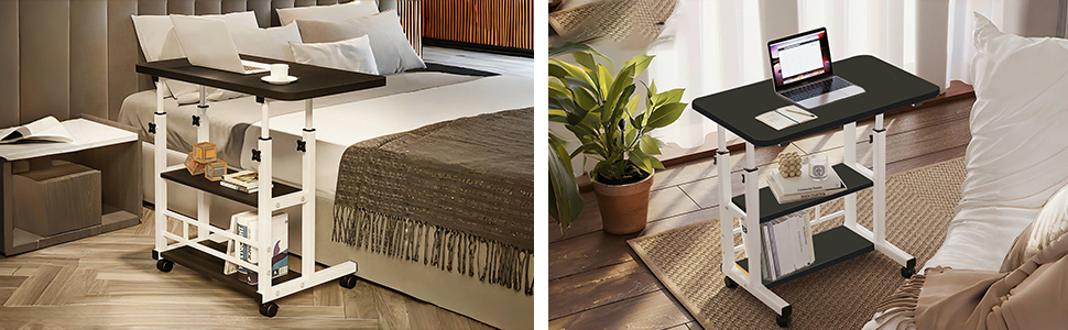 Mesa portátil para sofá e cama, mesa lateral para laptop com altura ajustável