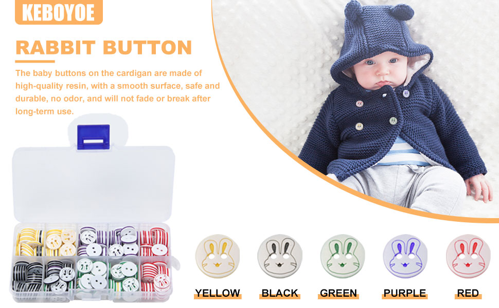 Keboyoe 200pcs Colorful Resin Baby Buttons with Plastic Storage Box 2