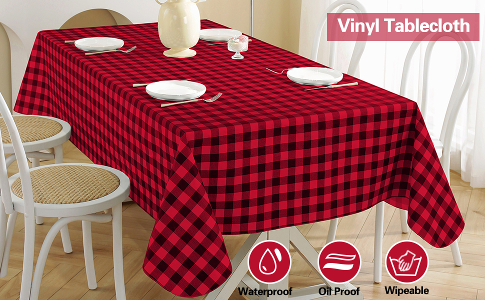 SASTYBALE Vinyl Tablecloth Buffalo Plaid Rectangle 60 x 120 Inch with