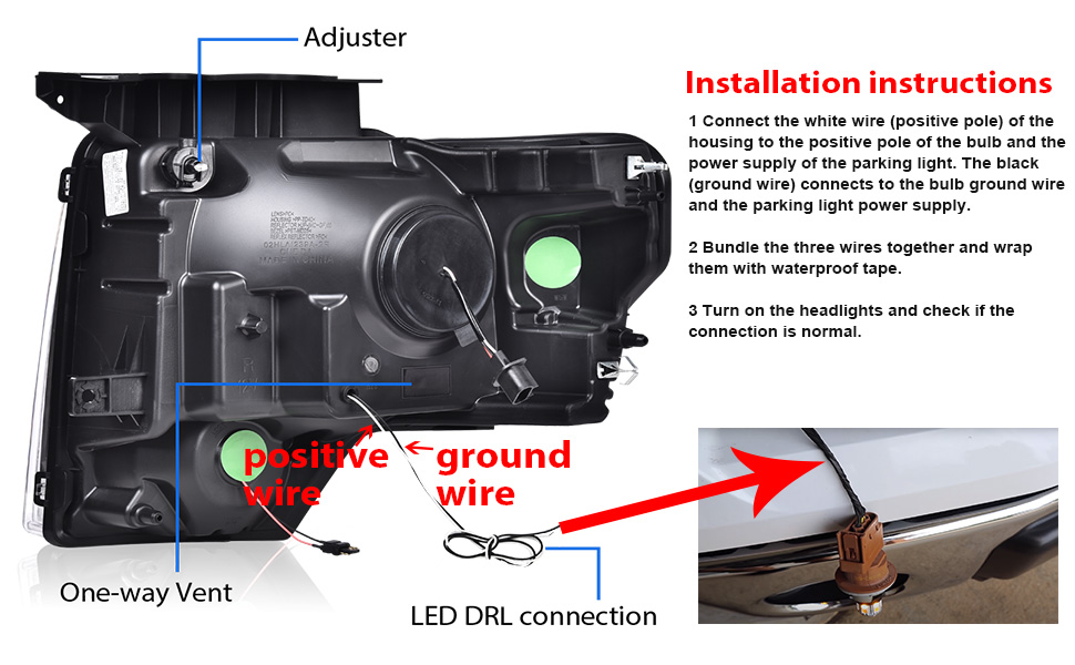 GPLUS Headlight Assemblies LED Tube Compatible with Ford