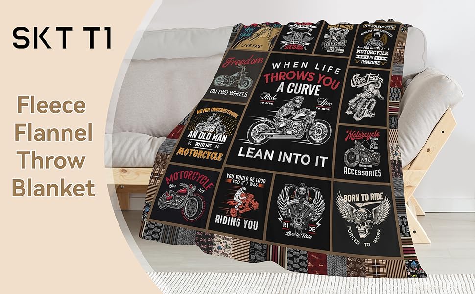 SKT T1 Motorcycle Blanket Motorcycle Gifts for Men Adults