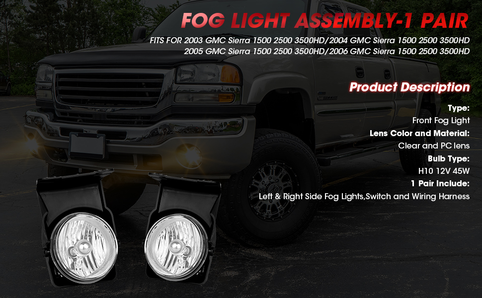 WEZEMLIGHT Driving Fog Lights Compatible With 20032006 GMC