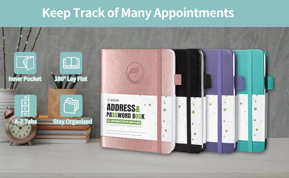 Address Book with Alphabetical Tabs, Hardcover Password
