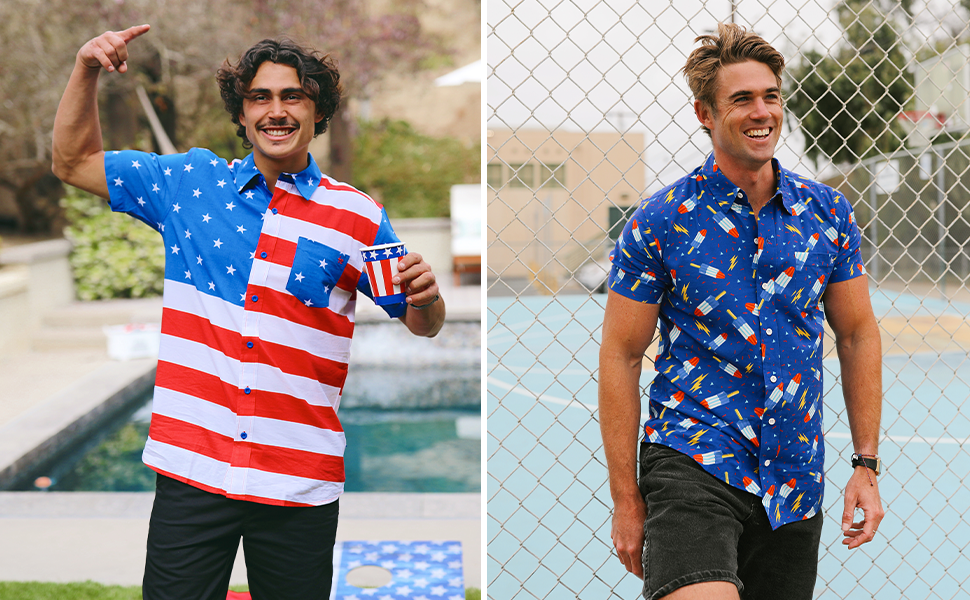 Mens Patriotic Button Downs Life Style