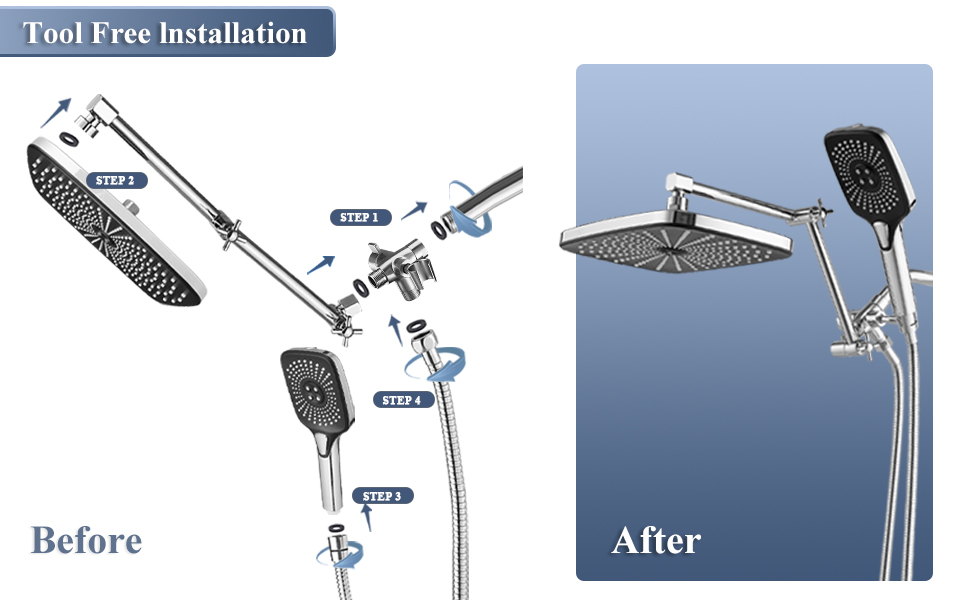 Jcrob 12 Inch Shower Head With Handheld, HighPressure Rain/Rainfall