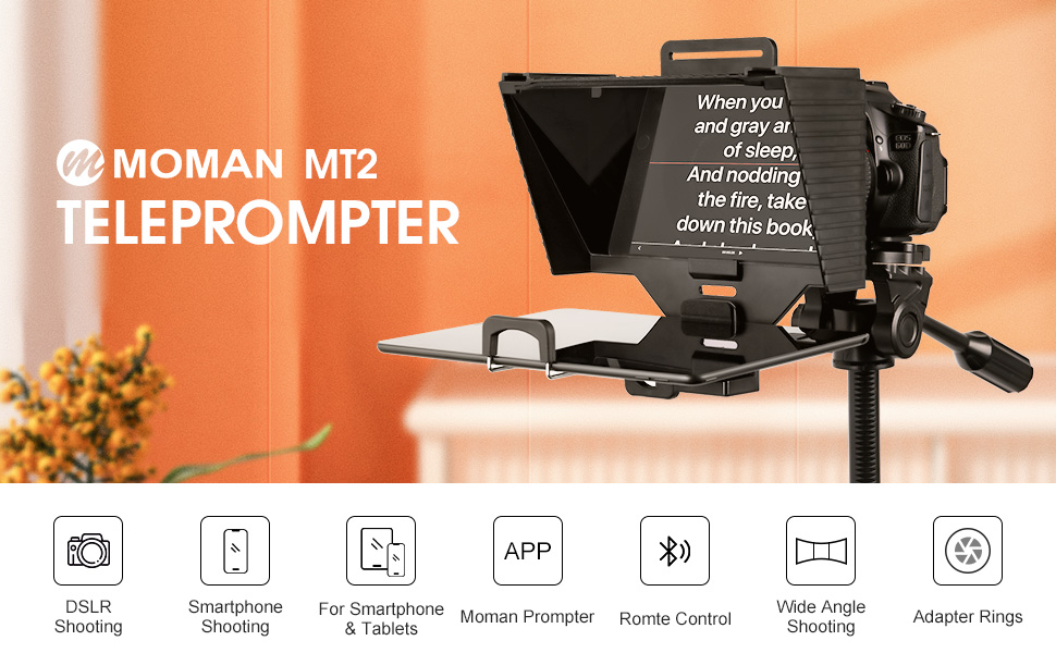 Teleprompter, MOMAN MT2 Autocue Teleprompters Tablet 10 inch for iPad
