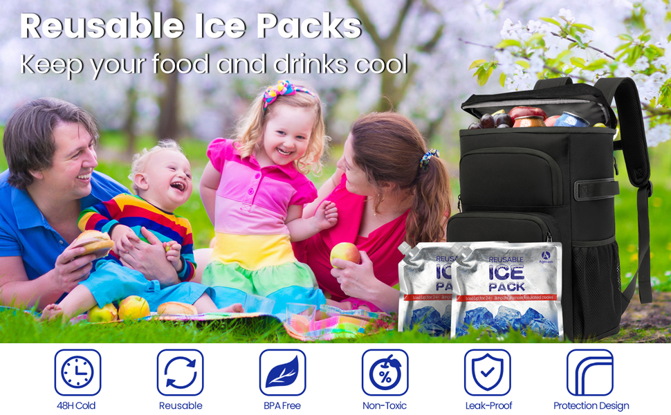 Ice Pack for Lunch Box and Cooler, BPA Free, Reusable and Long